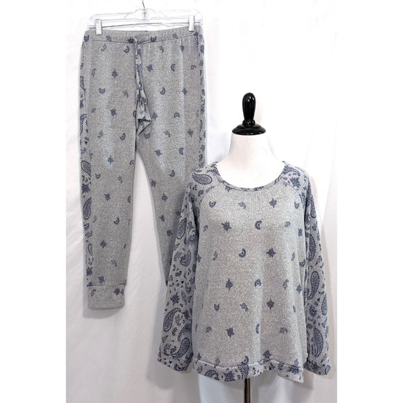 Lucky Brand Other - Lucky Brand Paisley Cozy Loungewear Set - Size Small Womens Grey & Blue Pajamas